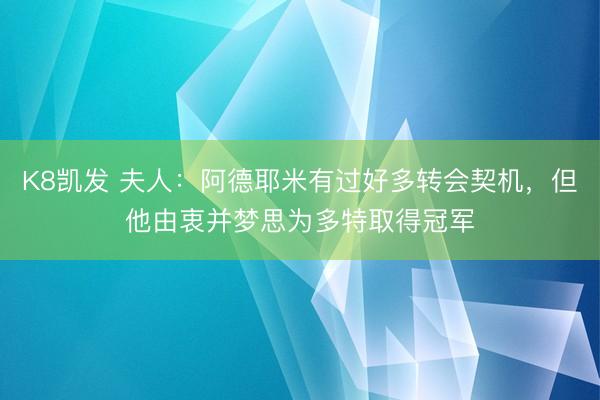 K8凯发 夫人：阿德耶米有过好多转会契机，但他由衷并梦思为多特取得冠军