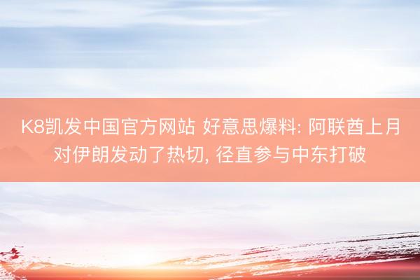 K8凯发中国官方网站 好意思爆料: 阿联酋上月对伊朗发动了热切, 径直参与中东打破