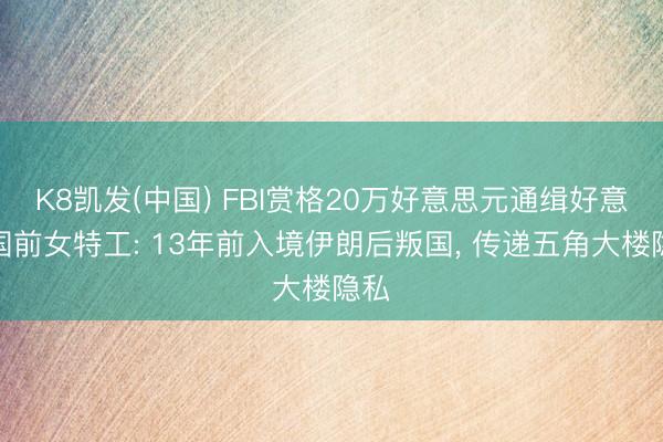 K8凯发(中国) FBI赏格20万好意思元通缉好意思国前女特工: 13年前入境伊朗后叛国， 传递五角大楼隐私