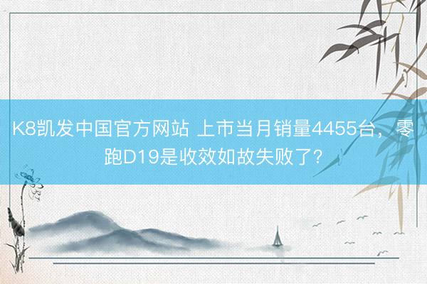K8凯发中国官方网站 上市当月销量4455台,零跑D19是收效如故失败了?