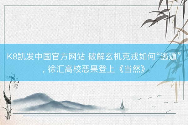 K8凯发中国官方网站 破解玄机克戎如何“逃遁”， 徐汇高校恶果登上《当然》