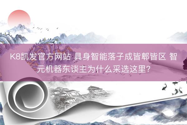 K8凯发官方网站 具身智能落子成皆郫皆区 智元机器东谈主为什么采选这里？