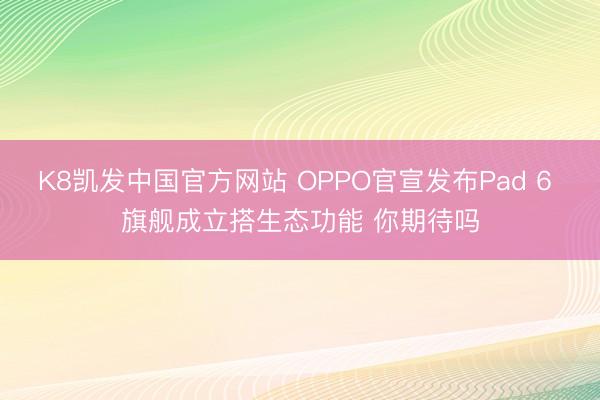 K8凯发中国官方网站 OPPO官宣发布Pad 6 旗舰成立搭生态功能 你期待吗