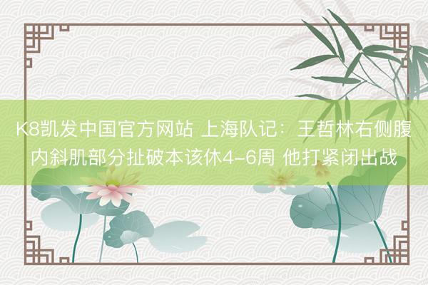 K8凯发中国官方网站 上海队记：王哲林右侧腹内斜肌部分扯破本该休4-6周 他打紧闭出战