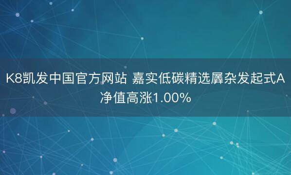 K8凯发中国官方网站 嘉实低碳精选羼杂发起式A净值高涨1.00%