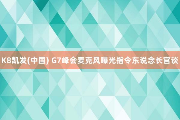 K8凯发(中国) G7峰会麦克风曝光指令东说念长官谈